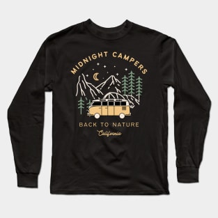 Black Brown Adventure Camping Illustration T-Shirt Long Sleeve T-Shirt